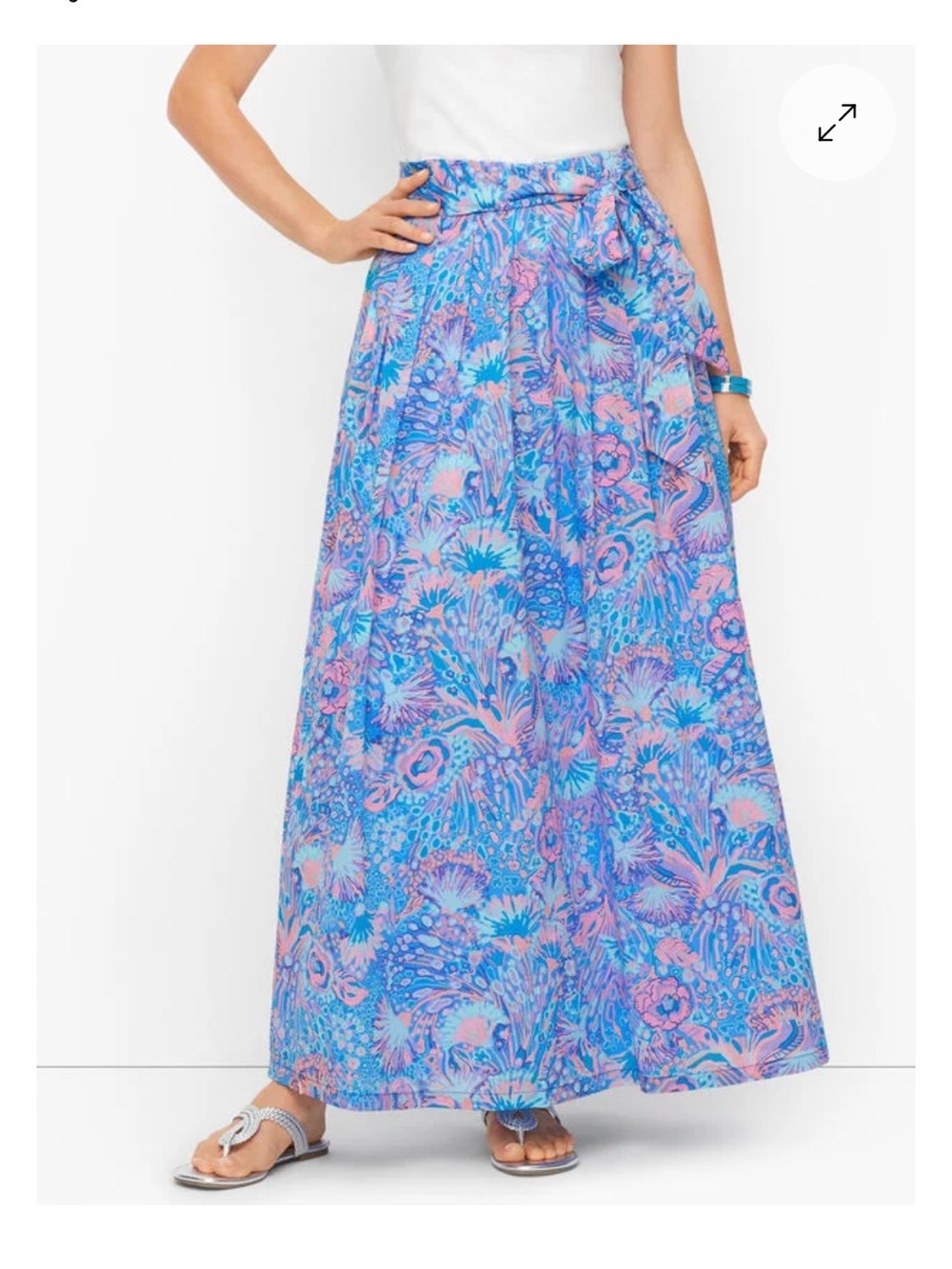 Talbots Voile Maxi Skirt Coastal Print Cotton Size 20W